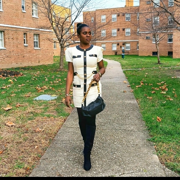 Classy embellished Tweed dress chain and buttons L - Picture 2 of 3